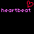 Red pixelated heart symbol above two instances of pink text reading 'heartbeat' on a black background.