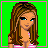 Pixel art contact sheet of a bikini-clad female character in multiple frames with text elements on green background.