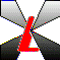 Red text spelling 'LUCKY' over a black-and-white geometric pattern with diamond shapes.