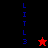A split-screen icon with black and red quadrants, vertical blue text "LITL 3" on each side, a red star in the top-right quadrant, and a black star in the bottom-left quadrant.