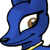Pixelated blue animal head with brown eye and yellow collar, static single-frame icon on white background.