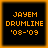 Four identical pixelated squares with orange borders display 'JAYEM DRUMLINE '08-'09' in orange text on black backgrounds.