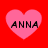 Four pink heart shapes on a red background, each containing the text ANNA in black pixelated letters.