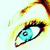 A close-up of a blue-eyed character with long black eyelashes and a light brown eyebrow, showing subtle animation changes