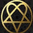 Golden circular symbol with interwoven lines forming a complex geometric pattern on a dark background.