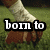 A pixelated image of a person's lower legs and feet on grass, with text overlays changing from 'born to' to 'play'.