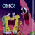 Pixelated image of two cartoon characters with wide eyes and open mouths against a dark purple background, one yellow character in the foreground and one pink starfish-like character behind it.