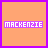 Two side-by-side static images of a peach background with purple borders and white text reading MACKENZIE on a purple rectangle.
