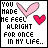 A 2x2 contact sheet of four animated frames showing pixelated text and heart symbols with varying border colors and text highlighting.