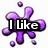 Purple splatter with "I Like" text, orange star next to "Him," colorful dots below "EveryTime I see him!" and dark heart pattern with "IDK?".