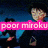 Pixelated image of multiple figures in dark clothing against a blue background with pink text overlay reading 'poor miroku'.