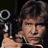Static 48x48 pixel icon showing a close-up of a person holding a large silver gun against a dark background with visible pixelation and dithering effects.