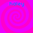 Four identical spiral patterns in pink and purple hues with the text 'haley' in blue pixelated font at each corner.