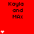 Red background with repeated "Kayla and Max" text and white star icons in vertical stacks of one to five stars.