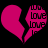 Two pink broken heart shapes with 'LOVE' text inside each fragment, displayed on a black background.
