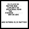 Static pixel art of text-based icon with repeated phrases and animated color changes on a white background.