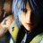 Pixelated anime-style character with blue hair and yellow clothing, next to red pixelated text reading 'evading the darkness' on black background.
