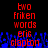Red pixelated text on black background with blue pixelated shapes at bottom, displaying 'two friken words eric clapton' in two identical vertical