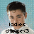 Pixelated image of a person with short dark hair against a light blue background, overlaid with black text reading 'ladies choice<3'.