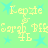 Pixelated yellow text and cyan stars on a light green background, repeating in a pattern