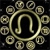 Static 50x50 pixel icon featuring a golden ornate circular design with interwoven patterns and eight smaller circular motifs on a black background.