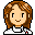 Pixel art avatar with brown hair and white top showing four distinct facial expressions