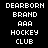 Pixelated text with three of words on black background, each containing 'DEARBORN', 'BRAND', 'AAA', 'HOCKEY', and 'CLUB' in white block letters