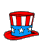Animated contact sheet of a patriotic top hat icon with an animated mouse mascot, showing frame-by-frame motion across nine sampled frames.