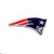 Boston sports team logos with red text on black and white backgrounds, featuring the Patriots logo and Red Sox emblem.