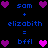 Pixel art with blue text and purple/pink hearts on black background, showing two identical equations with heart symbols replacing numbers