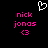 Pixelated pink text 'nick jonas' with a heart symbol above and '<3' below on black background.