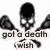 Black-and-white pixelated icon with skull and crossed lacrosse sticks, featuring text overlays in two states.