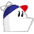 A 48x48 pixel animated buddy icon featuring a white cartoon character with blue and red headwear on the left, transitioning to green text reading "Original Icons .com" on a dark green background on the right.