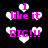 Black background with white heart shapes and pink text reading "I like it" and "BIG!!!" in pixelated font.