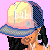 Pixel art contact sheet showing multiple frames of an animated buddy icon with a cartoon woman in orange bikini top, pink background, and repeated "BaBi Gurl" text.