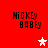 Red background displays four identical pixelated text blocks reading "MiGKEY BABEY" with two star icons, one white and one pink, in different positions across frames.