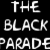 A 2x2 contact sheet of four animated frames showing a pixelated text-based animation with black, white, and red color scheme.