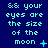 A static digital image with cyan text on a dark blue background displaying the phrase "your eyes are the size of the moon" in multiple