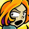 Four pixelated character expressions in a : angry face, side profile, wide grin with teeth, and side view with text "Cute WHEN I'M ANGRY"