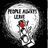 Pixelated image with red text on black background, featuring a circular grayscale icon and four distinct text blocks.