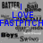 Blue text reads "I LOVE FASTPITCH" on left and "FOR EVER AND..." on right, with gray background showing repeated "BUTTERBALL" and "Boys Swing" in black.