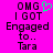 Pixelated text on bright pink background with green heart symbol above 'OMG' in left frame, identical static right frame.