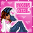 Pixel art contact sheet of a Roxy Girl animated icon showing 10 sequential frames with consistent character pose and pink background.