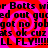 Static image with repeating text over a pink and red spiral background, featuring pixelated black lettering.