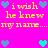 Pixelated text and heart symbols on a bright pink background with yellow lettering.