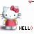 Animated Hello Kitty icon with four frames showing text and heart animation changes on a white background.