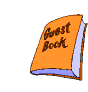 Animated sequence of a book icon transitioning from closed orange cover to open pages with pencil and text.