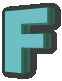 stylized letter F icons in varying shades of teal and white with black outlines, displayed on a gray background