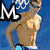 Pixelated image of a person in swimwear with Olympic rings, showing two states: left side has 'ML' text and right side shows 'Phelps' text.