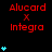 Red text 'Alucard X Integra' appears above blue heart icons on a black background, with heart counts changing across frames.